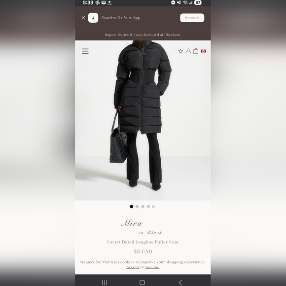 NWT Maniere De Voir Black Vegan Leather Corset  Quilted Puffer Jacket Size Small - Picture 6 of 6